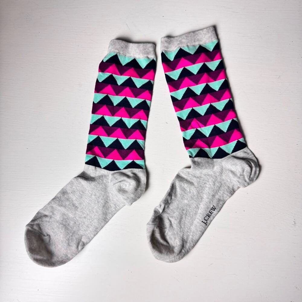 J.Crew Patterned Dressy Casual Crew Style Pink, Blue, Gray Socks - Picture 4 of 7